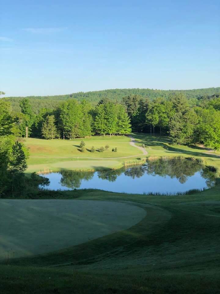 View from 10th green down to pond in the morning