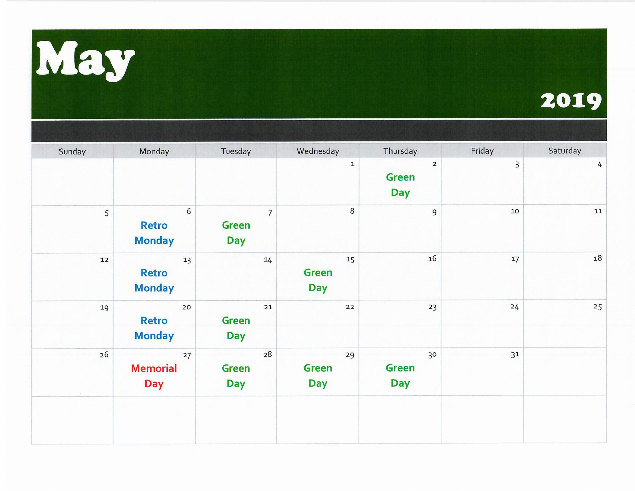 May golf calendar